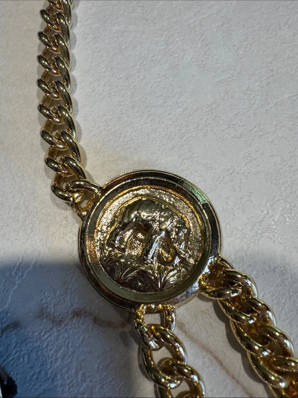 Gold-Tone Layered Medallion Chain Belts for Women